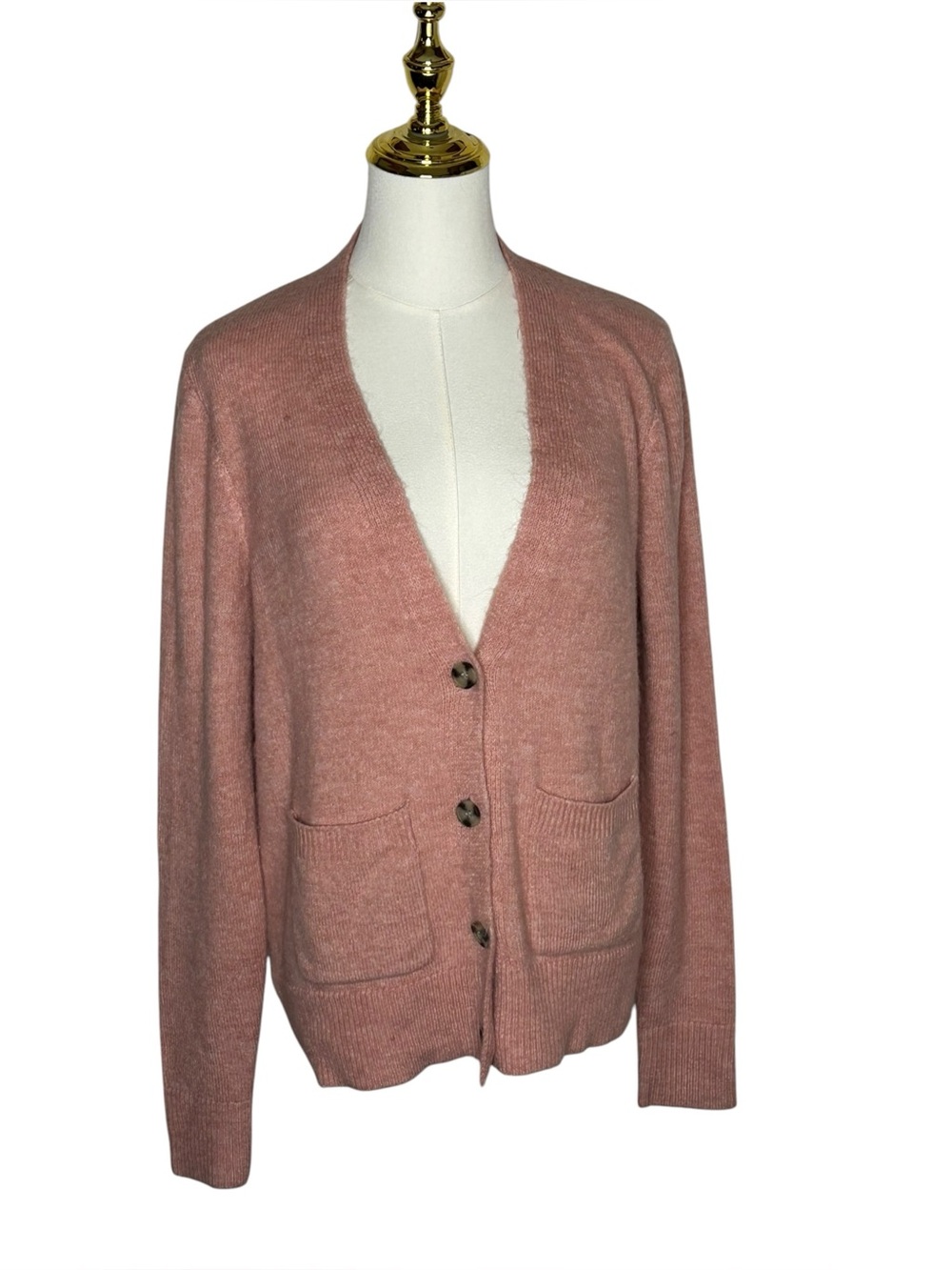 Marled Soft Pink Cozy Women's V-Neck Button Cardigan Sweater Soft Girl Sz M